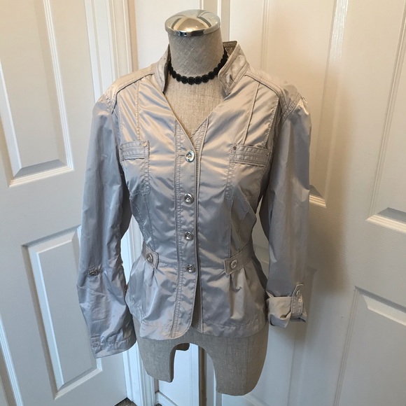 White House Black Market Jackets & Blazers - WHBM silver nylon jacket